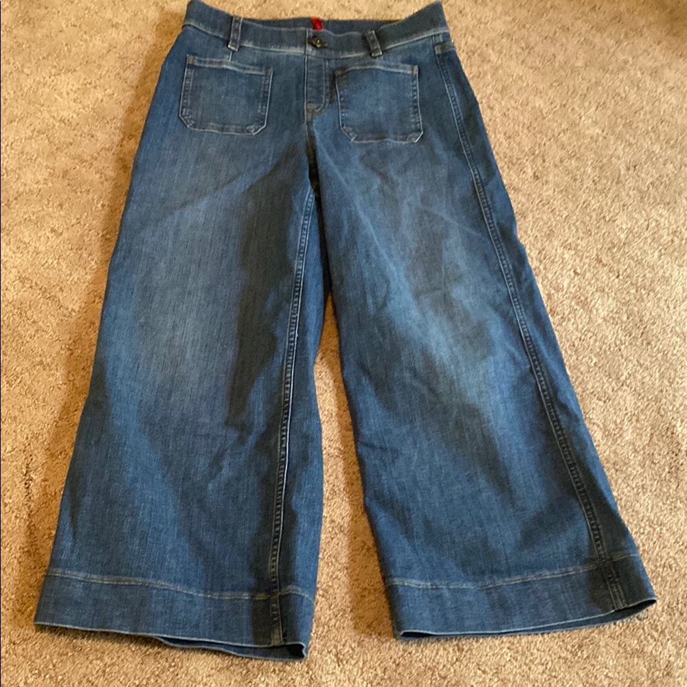 SPANX Blue Flare Wide Leg Jeans
